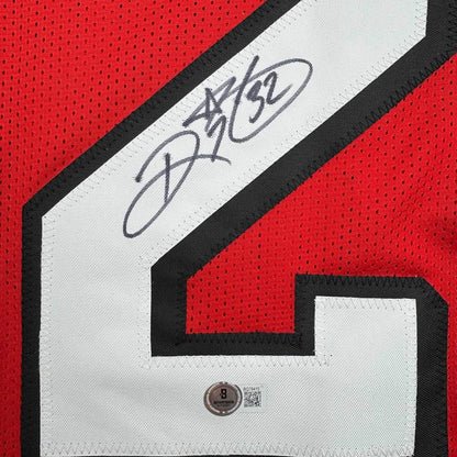 Framed Autographed/Signed Ricky Watters 35x39 San Francisco Alternate Red Football Jersey Beckett BAS COA