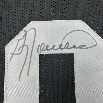 Framed Autographed/Signed Greg Townsend 35x39 Oakland Black Football Jersey JSA COA