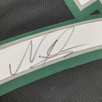Framed Autographed/Signed Nakobe Dean 35x39 Philadelphia Black Football Jersey JSA COA
