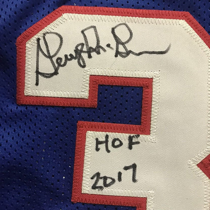 Autographed/Signed George McGinnis HOF 17  Philadelphia Blue Basketball Jersey JSA COA