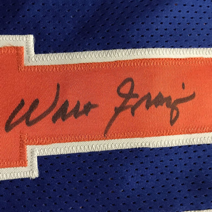 Autographed/Signed Walt Frazier New York Knicks Blue Basketball Jersey JSA COA