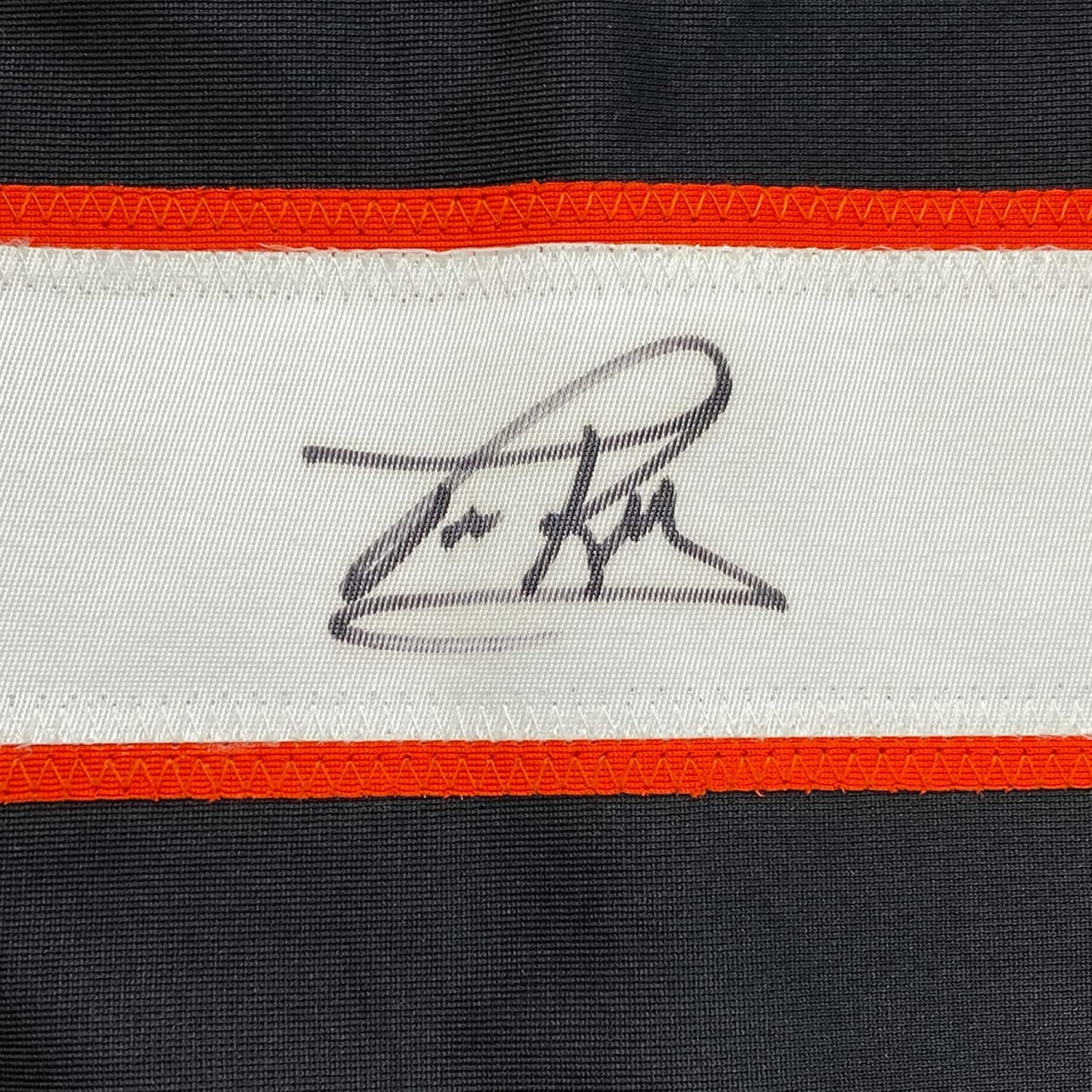 Framed Autographed/Signed Tim Kerr 35x39 Philadelphia Black Hockey Jersey JSA COA