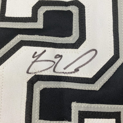 Framed Autographed/Signed Yasmani Grandal 35x39 Chicago Black Baseball Jersey Beckett BAS COA