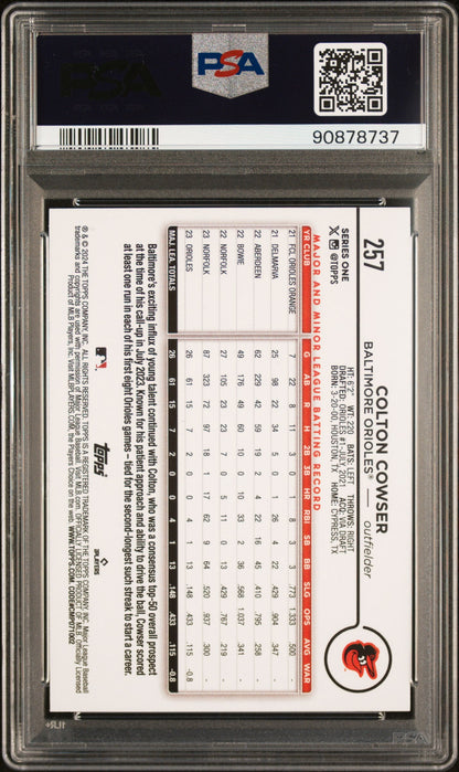 Graded 2024 Topps Colton Cowser #257 Royal Blue Rookie RC Baseball Card PSA 10 Gem Mint