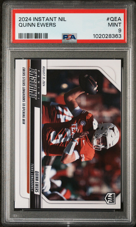 Graded 2024 Panini Instant NIL Quinn Ewers #QEA Rookie RC Football Card PSA 9 Mint