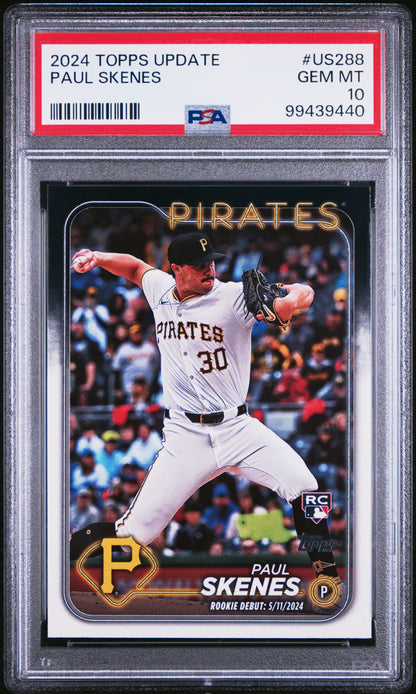 Graded 2024 Topps Update Paul Skenes #US288 Rookie RC Baseball Card PSA 10 Gem Mint