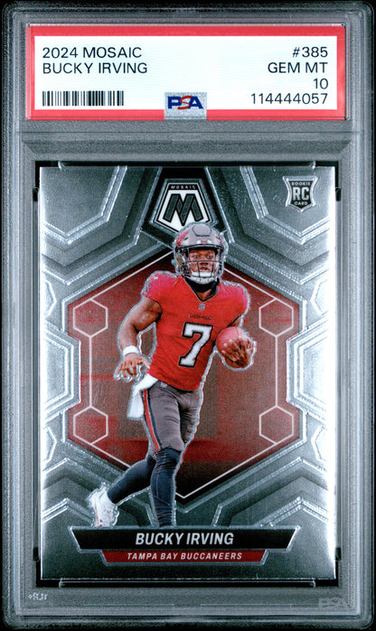 Graded 2024 Panini Mosaic Bucky Irving #385 Rookie RC Football Card PSA 10 Gem Mint