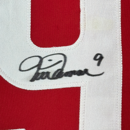 Framed Autographed/Signed Mia Hamm 35x39 Red Soccer Team USA United States World Cup Jersey Beckett BAS COA