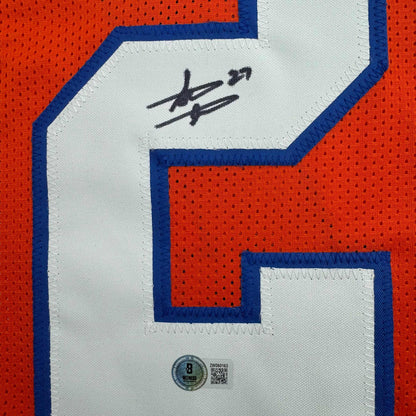Autographed/Signed Steve Atwater Denver Retro Orange Football Jersey Beckett BAS COA
