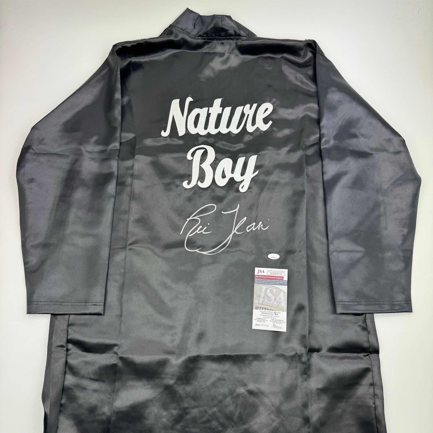 Autographed/Signed Ric Flair Nature Boy Black WWE Replica Wrestling Robe JSA COA #2