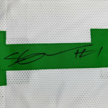 Autographed/Signed Ahmad Sauce Gardner New York White Retro Football Jersey Beckett BAS COA