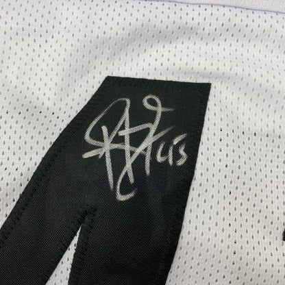 Autographed/Signed Troy Polamalu Pittsburgh White Football Jersey Beckett BAS COA