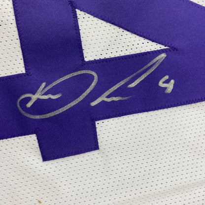 Autographed/Signed Dalvin Cook #4 Minnesota White Football Jersey Beckett BAS COA