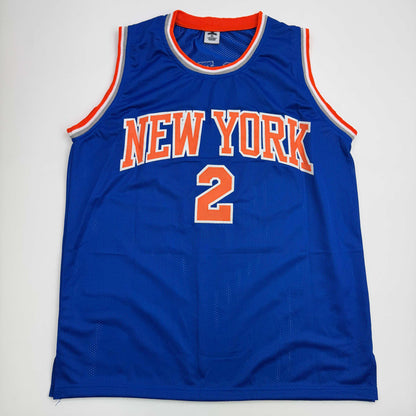 Autographed/Signed Miles Deuce McBride New York Blue Basketball Jersey JSA COA