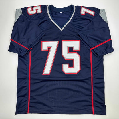 Autographed/Signed Vince Wilfork New England Blue Football Jersey Beckett BAS COA