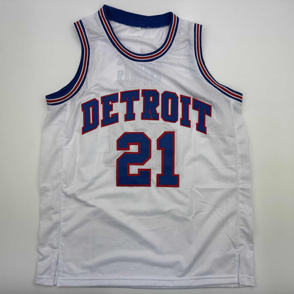Autographed/Signed Dave Bing HOF 90 Detroit White Basketball Jersey Beckett BAS COA