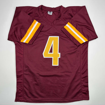 Autographed/Signed Frankie Luvu Washington Burgundy Football Jersey Beckett BAS COA