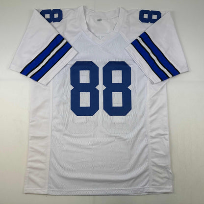Autographed/Signed Michael Irvin Dallas White Football Jersey Beckett BAS COA