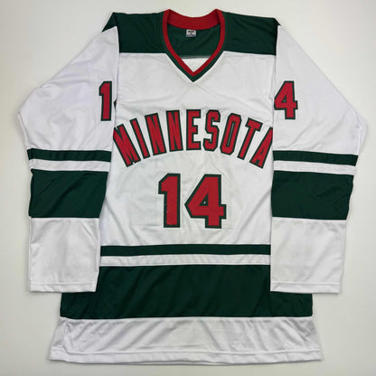 Autographed/Signed Joel Eriksson Ek Minnesota White Hockey Jersey Beckett BAS COA