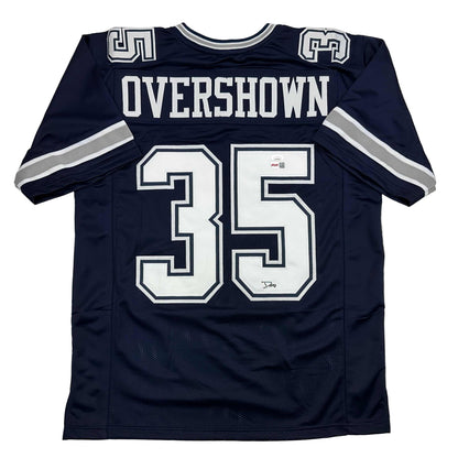 Autographed/Signed DeMarvion Overshown Dallas Blue Football Jersey JSA COA
