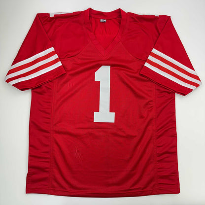 Autographed/Signed Deebo Samuel San Francisco Red Football Jersey JSA COA