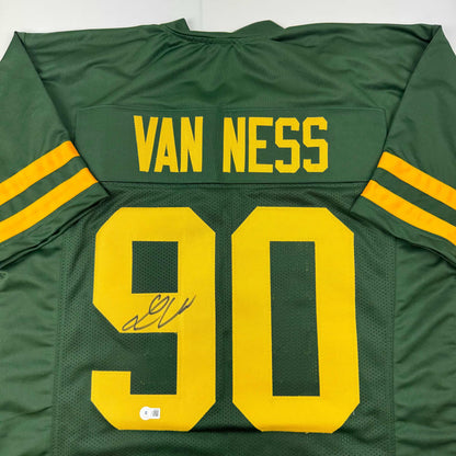 Autographed/Signed Lukas Van Ness Green Bay Color Rush Football Jersey Beckett BAS COA