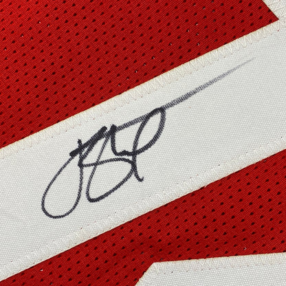 Autographed/Signed Joe Staley San Francisco Red Football Jersey Beckett BAS COA