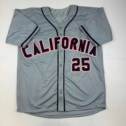 Autographed/Signed Jim Abbott California Grey Baseball Jersey Beckett BAS COA