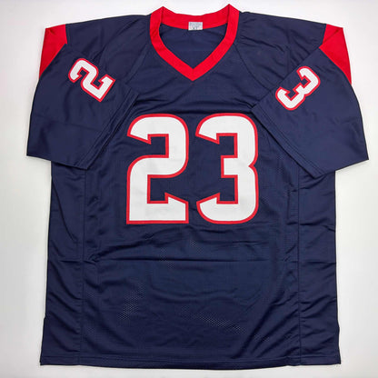 Autographed/Signed Arian Foster Houston Blue Football Jersey Beckett BAS COA