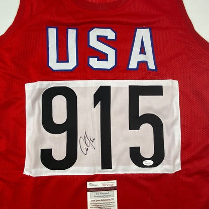 Autographed/Signed Carl Lewis Track Star United States USA Olympics Jersey JSA COA