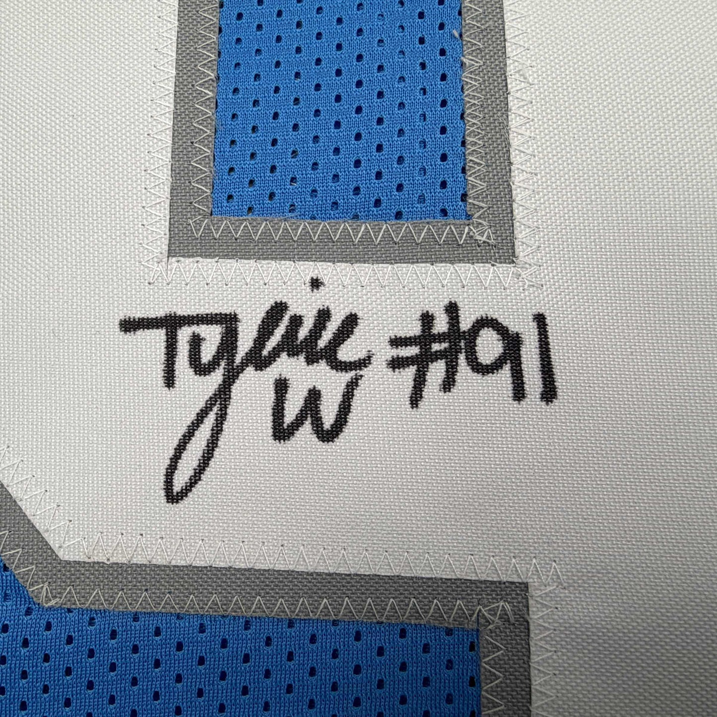Autographed/Signed Tyleik Williams Detroit Blue Football Jersey Beckett BAS COA