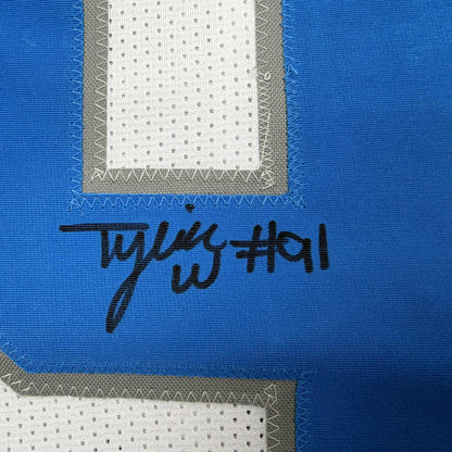 Autographed/Signed Tyleik Williams Detroit White Football Jersey Beckett BAS COA