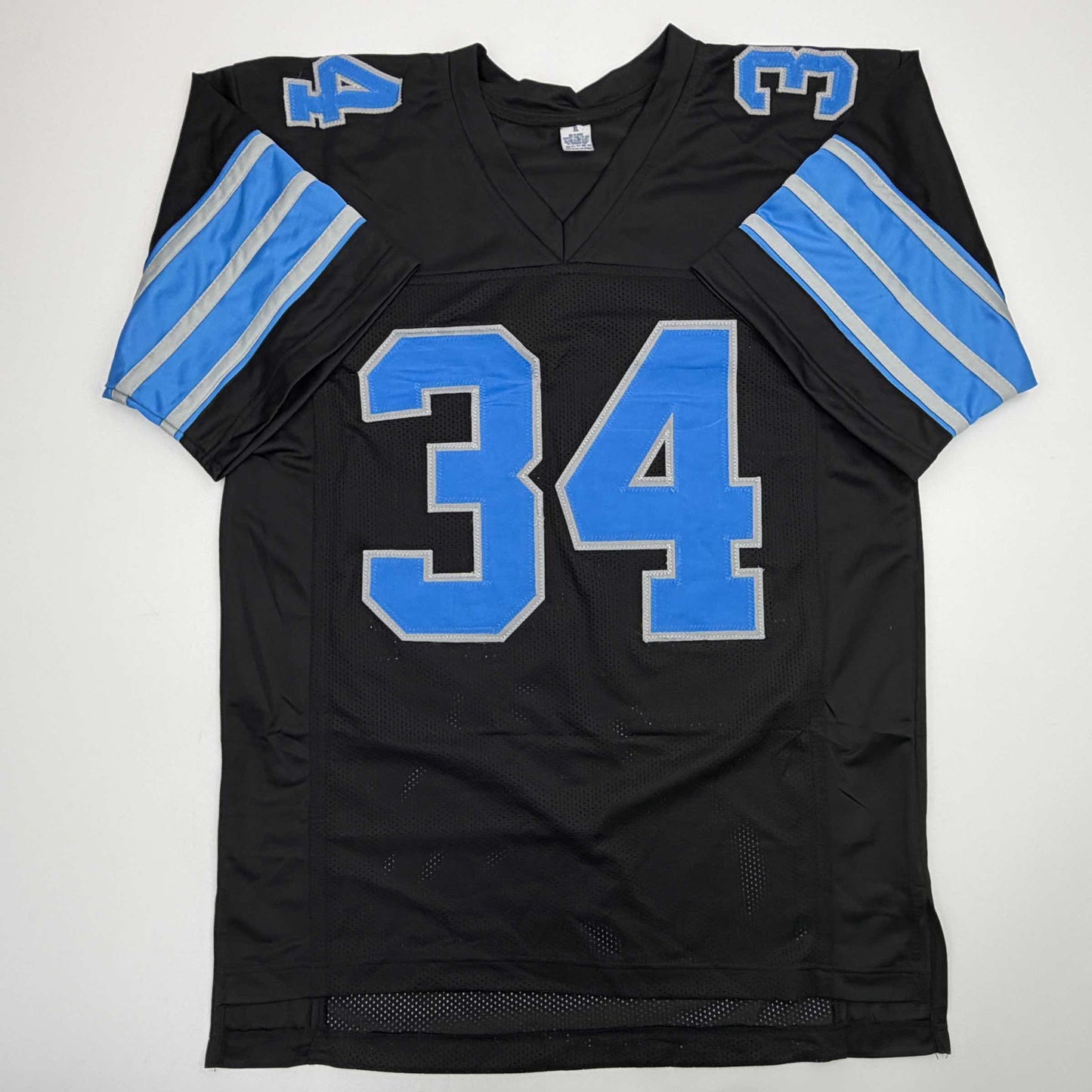Autographed/Signed Alex Anzalone Detroit Black Football Jersey Beckett BAS COA