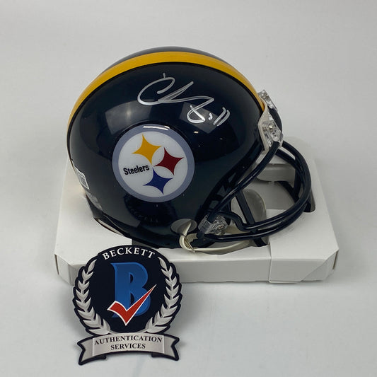 Autographed/Signed Chase Claypool Pittsburgh Steelers Mini Football Helmet Beckett BAS COA