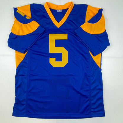 Autographed/Signed Jalen Ramsey Los Angeles LA Retro Blue Football Jersey JSA COA