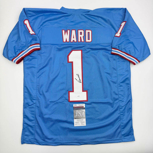 Autographed/Signed Cameron Cam Ward Tennessee Retro Light Blue Football Jersey JSA COA