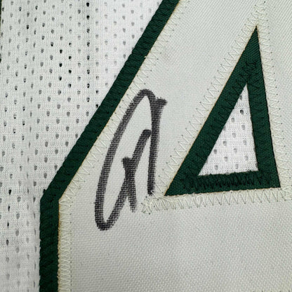 Framed Autographed/Signed Giannis Antetokounmpo 35x39 Milwaukee White Basketball Jersey JSA COA #2