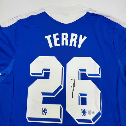 Autographed/Signed John Terry Chelsea FC 2012 Final Blue Soccer Futbol Jersey Beckett BAS COA