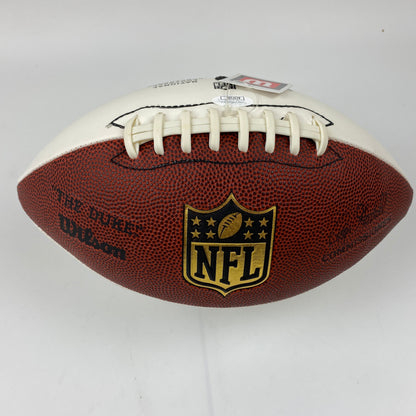 Autographed/Signed Chris Johnson Tennessee Titans Full Size FS F/S White Panel Wilson Football JSA COA