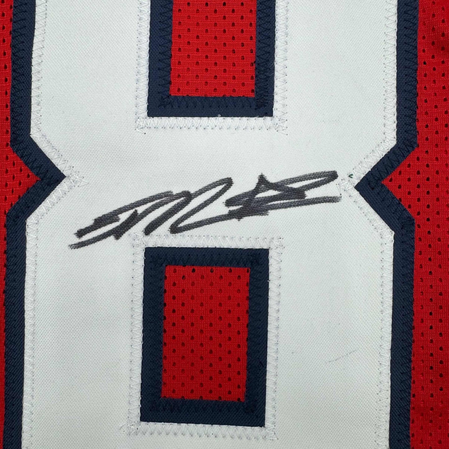 Framed Autographed/Signed Joe Mixon 35x39 Houston Red Football Jersey JSA COA