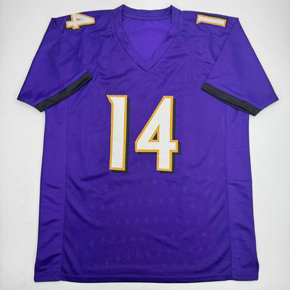Autographed/Signed Kyle Hamilton Baltimore Purple Football Jersey Beckett BAS COA