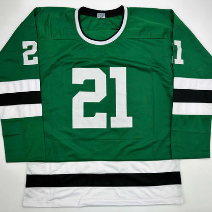 Autographed/Signed Jason Robertson Dallas Green Hockey Jersey JSA COA