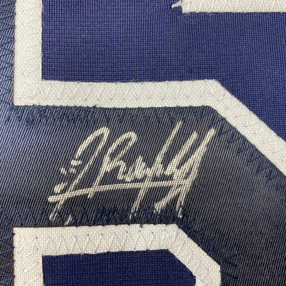 Autographed/Signed Randy Arozarena Tampa Bay Dark Blue Baseball Jersey JSA COA
