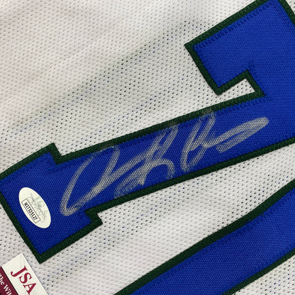 Autographed/Signed Dennis Rodman Dallas White Basketball Jersey JSA COA