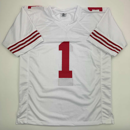 Autographed/Signed Deebo Samuel Sr. #1 San Francisco White Football Jersey JSA COA