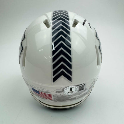 Autographed/Signed Trent McDuffie Kansas City Chiefs White Salute to Service Mini Football Helmet Beckett BAS COA
