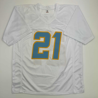 Autographed/Signed LaDainian Tomlinson San Diego White Football Jersey Beckett BAS COA