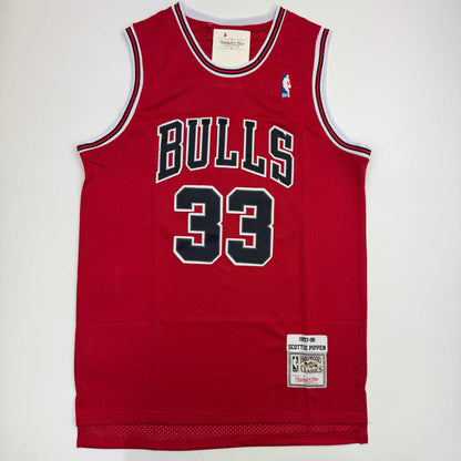 Autographed/Signed Scottie Pippen Chicago Red Basketball Jersey Beckett BSA COA