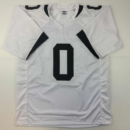 Autographed/Signed Calvin Ridley Jacksonville White Football Jersey Beckett BAS COA