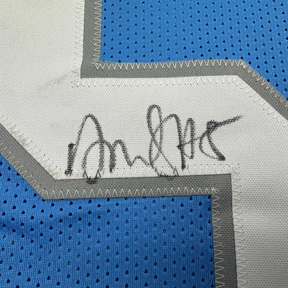 Autographed/Signed David Montgomery Detroit Blue Football Jersey Beckett BAS COA